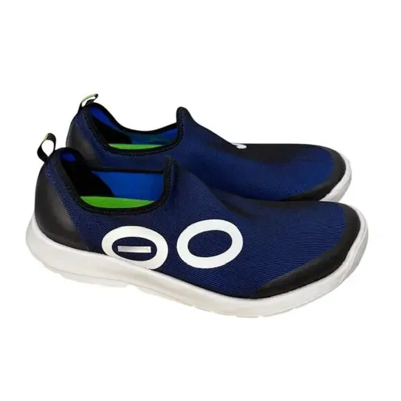 Oofos Men's OOmg Sport Low Shoes Blue Knit Comfort Recovery Slip On Sneakers - Picture 4 of 7